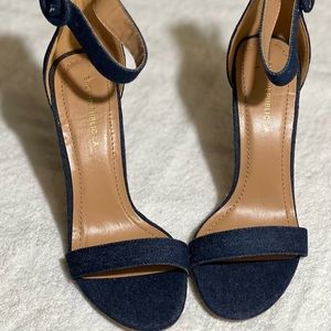 Women dark denim blue heel sandals
